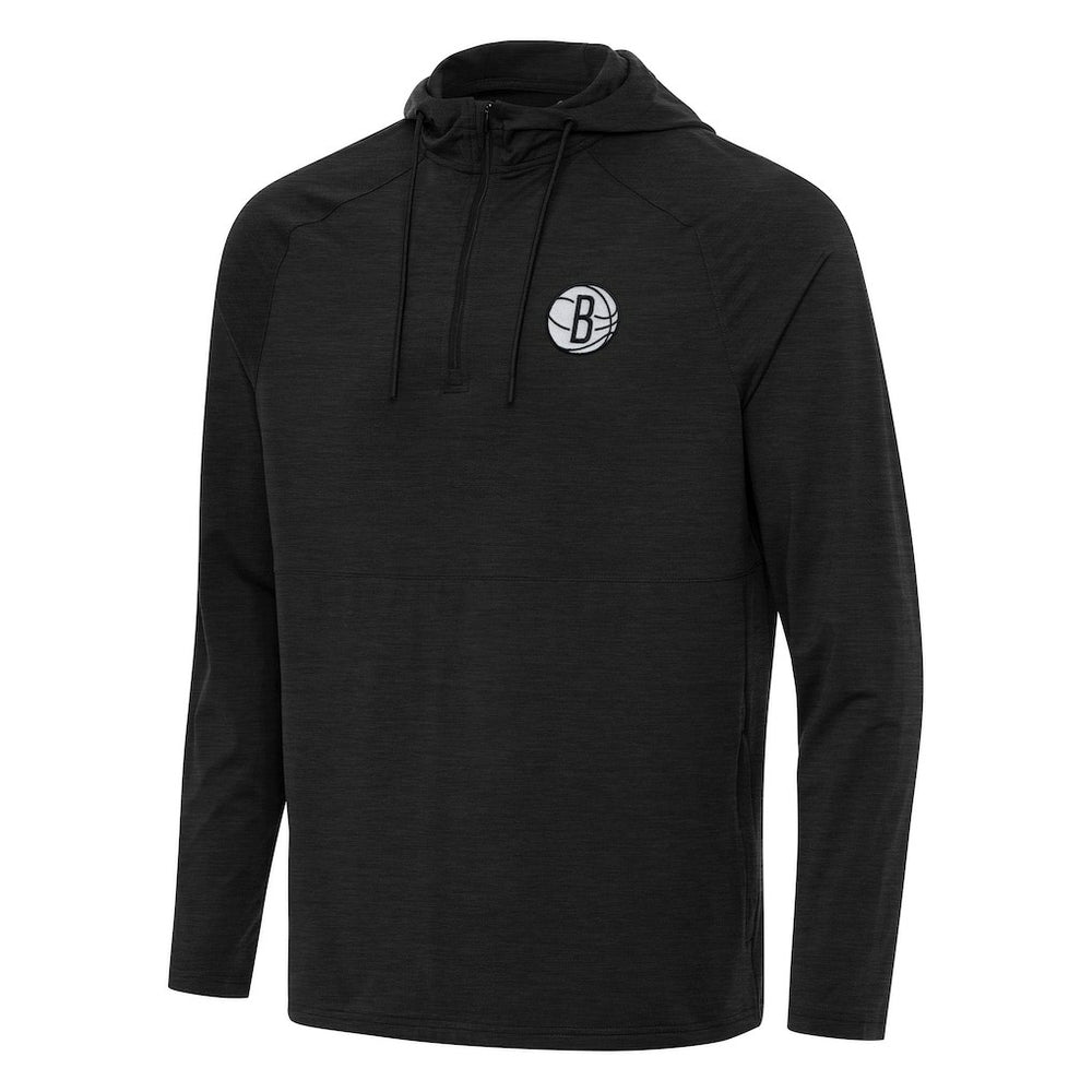 NBA - Brooklyn Nets Antigua Spikes Raglan Quarter-Zip Hoodie - Heather Black