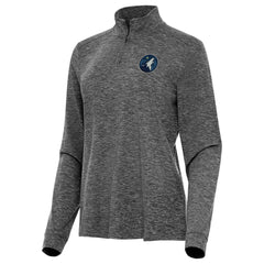 NBA - Minnesota Timberwolves Antigua Women's Mentor Quarter-Zip Mock Long Sleeve Top - Heather Black