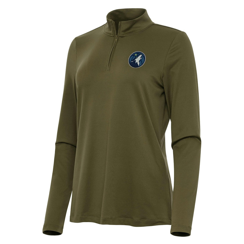 NBA - Minnesota Timberwolves Antigua Women's Reprocess Quarter-Zip Top - Olive