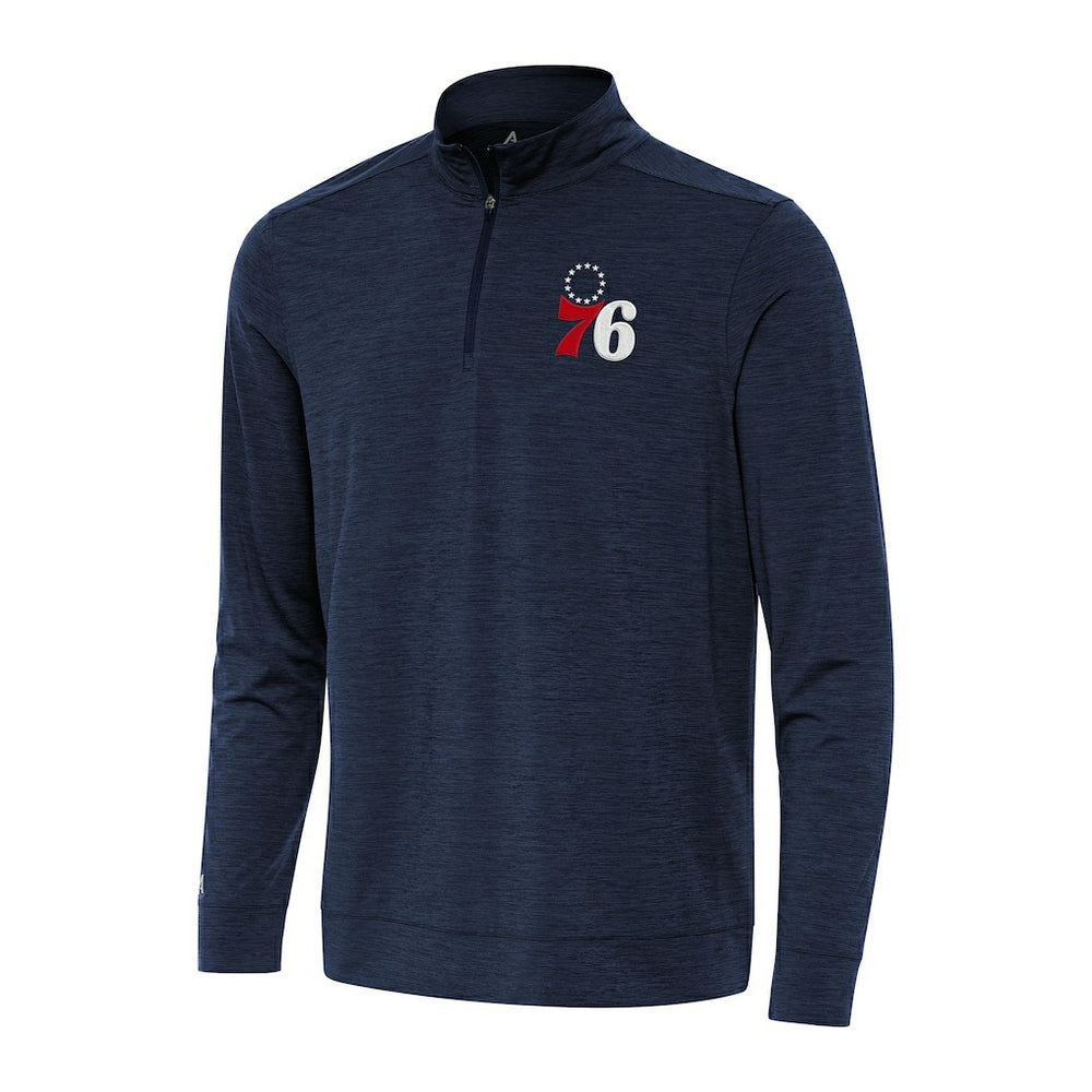 NBA - Philadelphia 76ers Antigua Bright Quarter-Zip Top - Heather Navy
