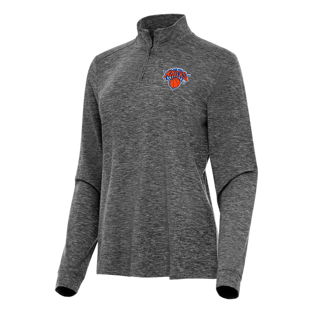 NBA - New York Knicks Antigua Women's Mentor Quarter-Zip Mock Long Sleeve Top - Heather Black