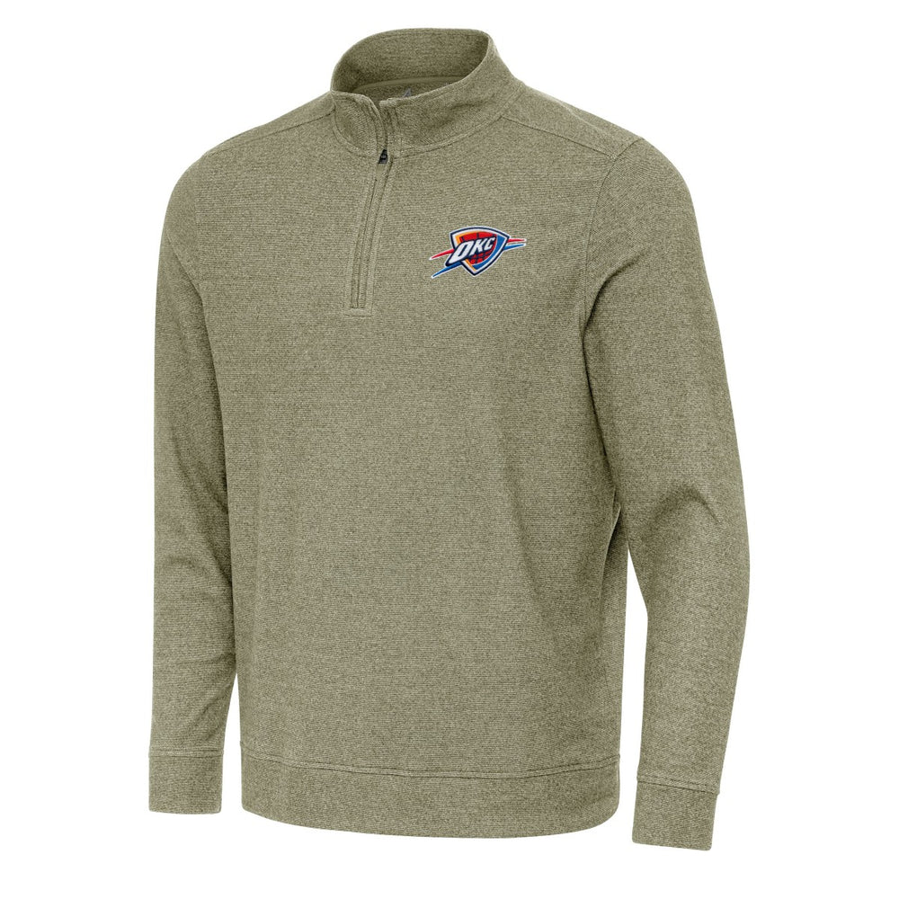 NBA - Oklahoma City Thunder Antigua Subtle Quarter-Zip Sweatshirt - Olive