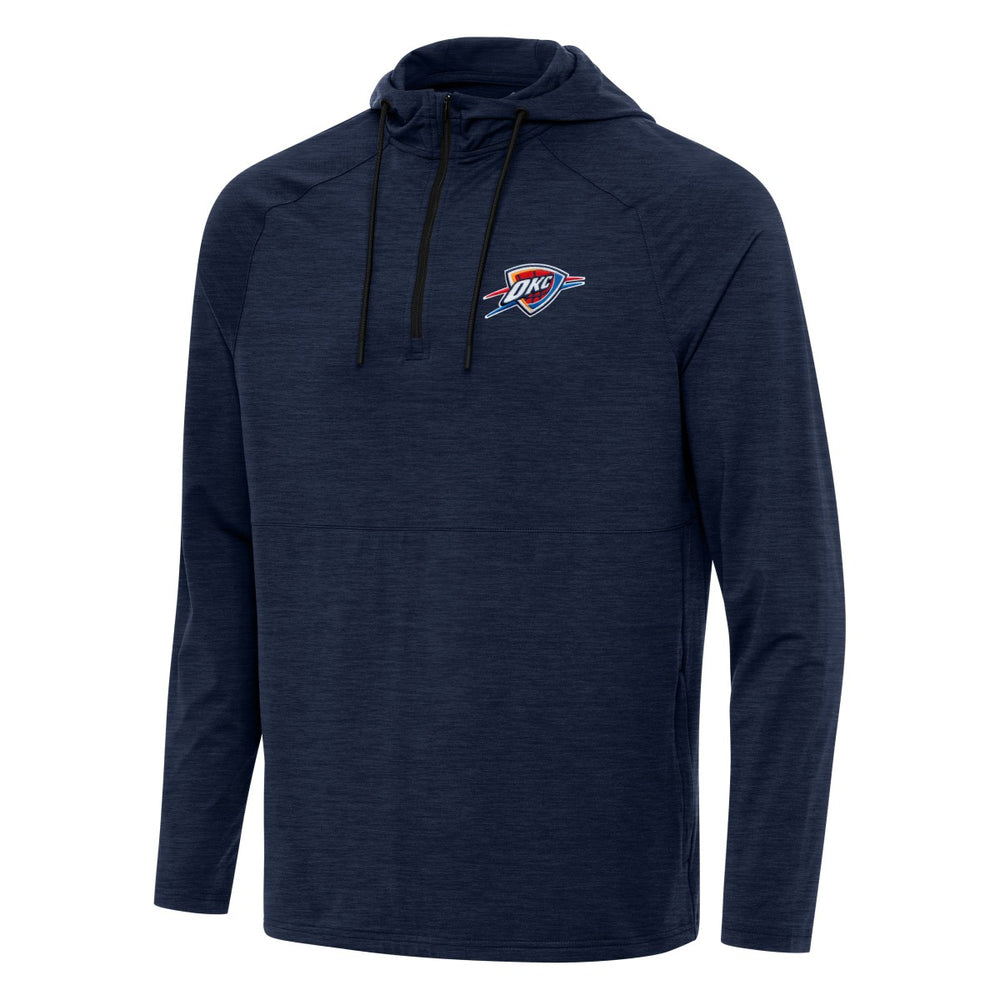 NBA - Oklahoma City Thunder Antigua Spikes Raglan Quarter-Zip Hoodie - Heather Navy