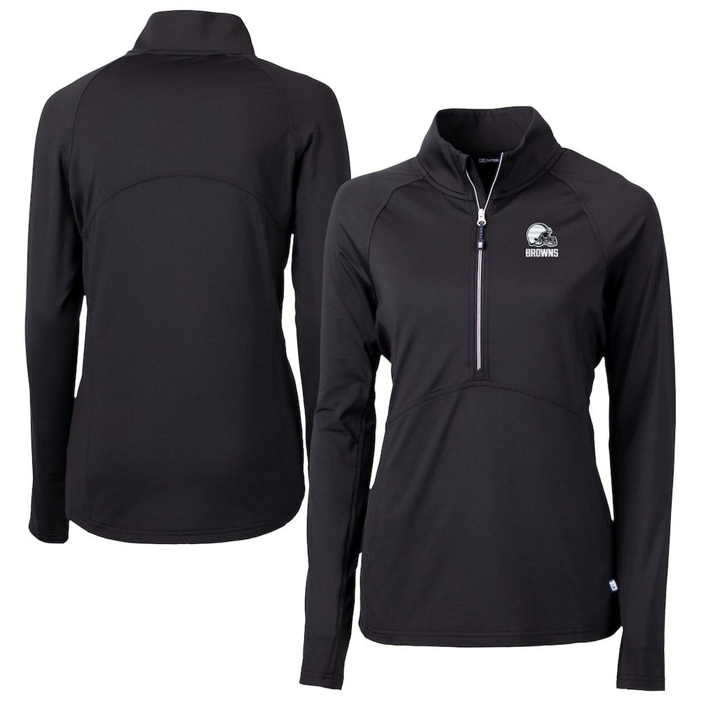 Cleveland Browns Cutter & Buck Women's Adapt Eco Knit Stretch Recycled Half-Zip Pullover Top Black - NFL