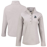 Cleveland Browns Cutter & Buck Women's Hunts Point Eco Textured Fleece Recycled Quarter-Snap Pullover Gray - NFL