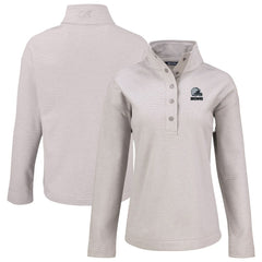 Cleveland Browns Cutter & Buck Women's Hunts Point Eco Textured Fleece Recycled Quarter-Snap Pullover Gray - NFL