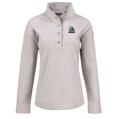 Cleveland Browns Cutter & Buck Women's Hunts Point Eco Textured Fleece Recycled Quarter-Snap Pullover Gray - NFL