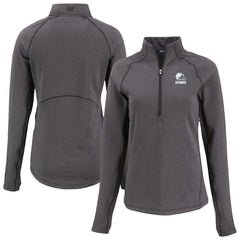 Cleveland Browns Cutter & Buck Women's Peshastin Eco Fleece Recycled Half-Zip Pullover Top Heather Black - NFL