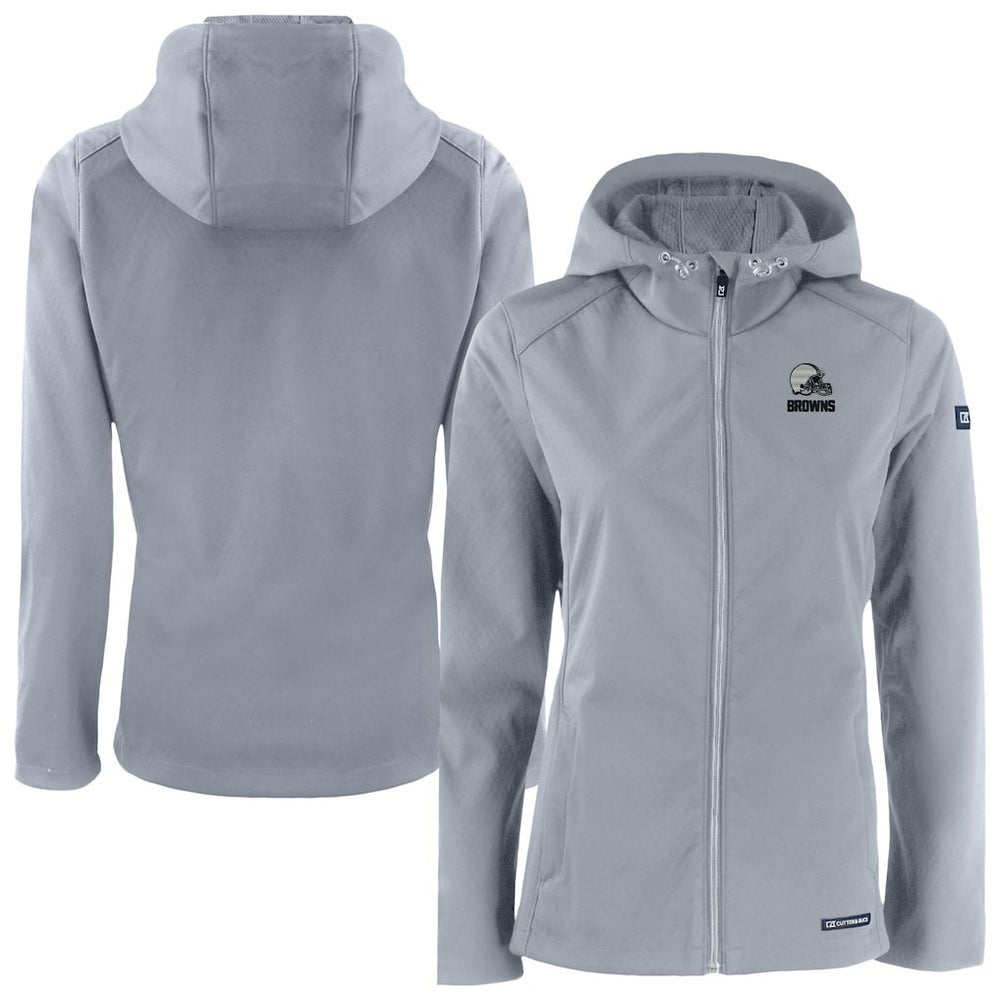 Cleveland Browns Cutter & Buck Women's Evoke Eco Softshell Recycled Full-Zip Hoodie Jacket Gray - NFL