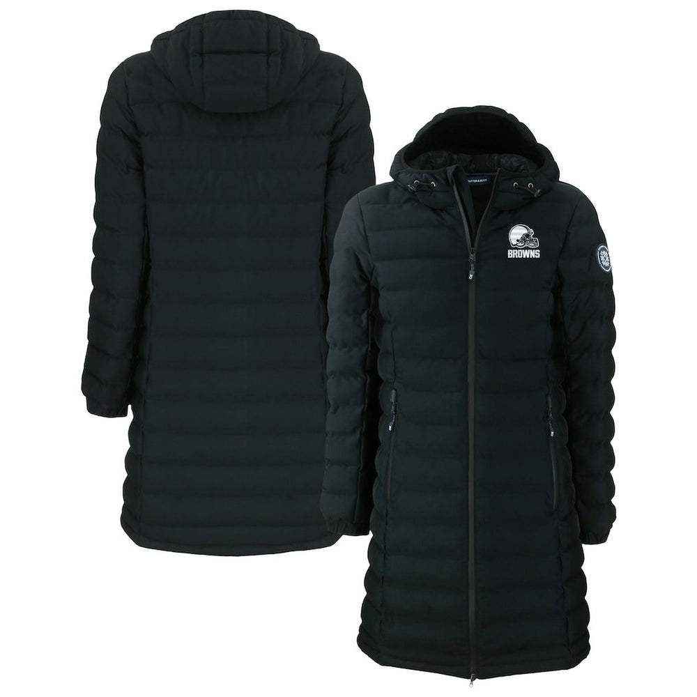 Cleveland Browns Cutter & Buck Women's Mission Ridge Repreve Eco Insulated Full-Zip Hoodie Long Puffer Jacket Black - NFL