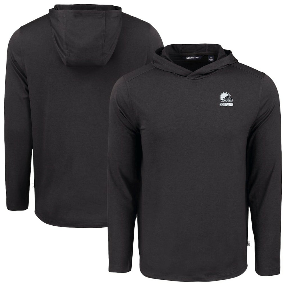 Cleveland Browns Cutter & Buck Coastline Epic Comfort Eco Recycled Long Sleeve Hooded T-Shirt Black - NFL