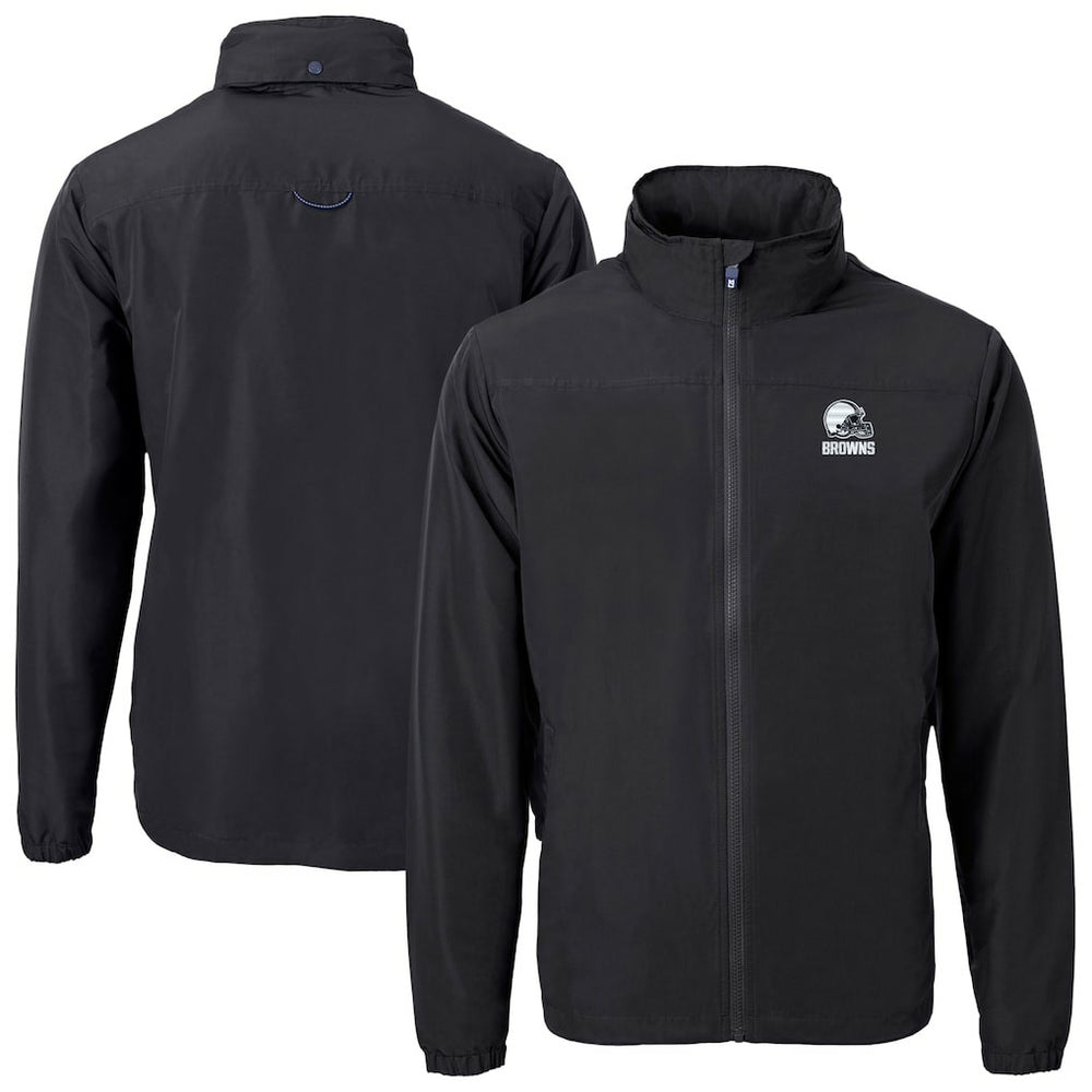 Cleveland Browns Cutter & Buck Charter Eco Recycled Full-Zip Hoodie Jacket Black - NFL