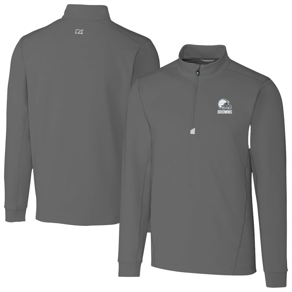 Cleveland Browns Cutter & Buck Big & Tall Traverse Stretch Eco Quarter-Zip Pullover Top Gray - NFL