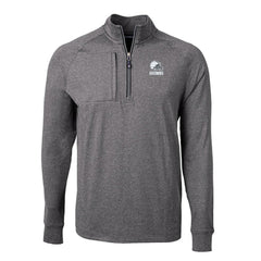 Cleveland Browns Cutter & Buck Big & Tall Adapt Eco Knit Quarter-Zip Top Heather Black - NFL