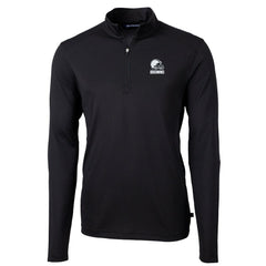 Cleveland Browns Cutter & Buck Big & Tall Virtue Eco Pique Recycled Quarter-Zip Pullover Top Black - NFL