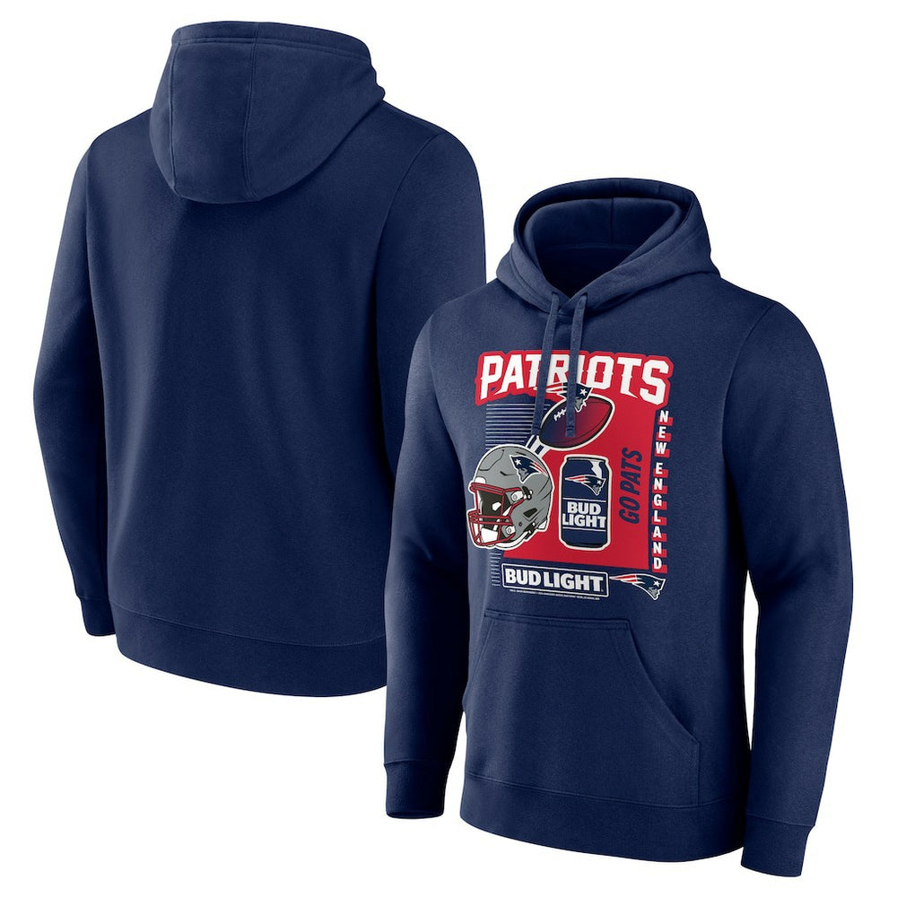 New England Patriots Bud Light Pullover Hoodie Navy - NFL