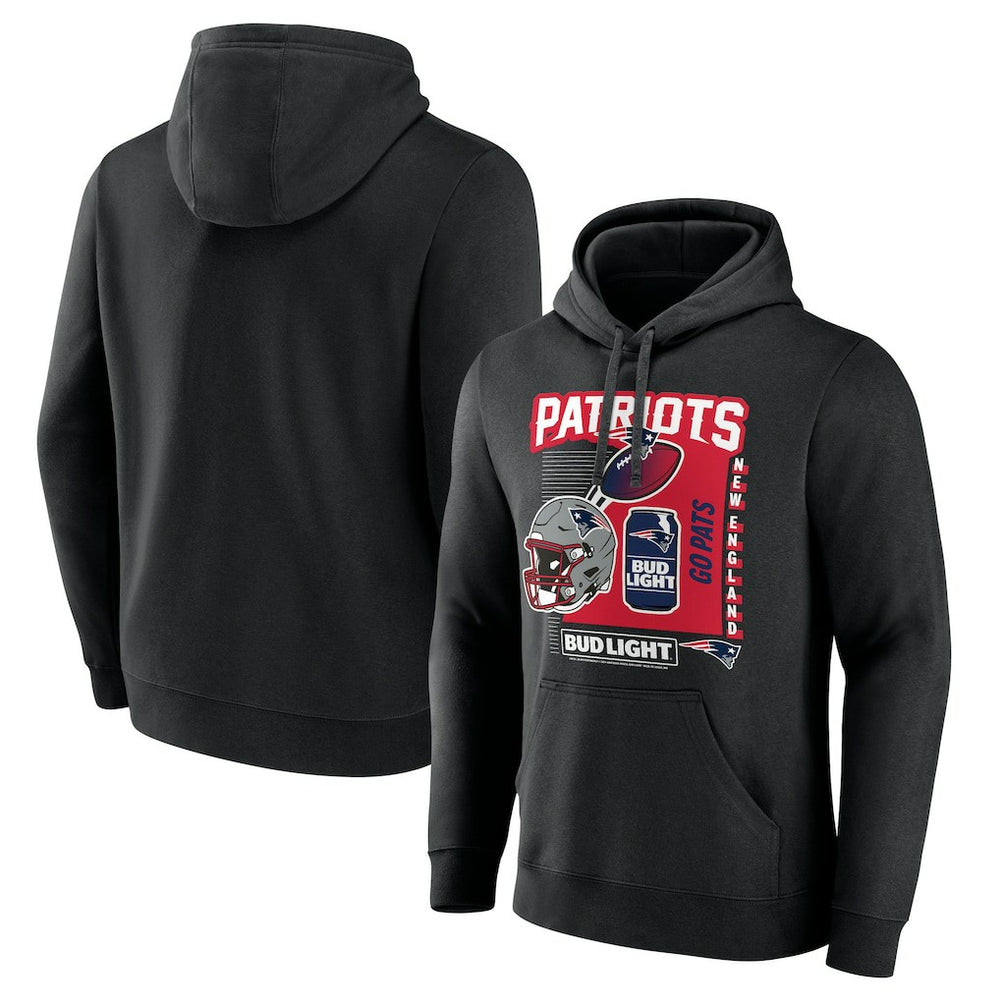 New England Patriots Bud Light Pullover Hoodie Black - NFL