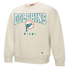 Miami Dolphins Women's Fandom Fleece Pullover Sweatshirt Cream - Mitchell & Ness