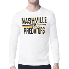 Nashville Predators - Starter Mesh Look Team Name Long Sleeve T-Shirt White