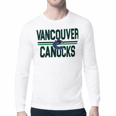 Vancouver Canucks - Starter Mesh Look Team Name Long Sleeve T-Shirt White