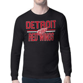 Detroit Red Wings - Starter Mesh Look Team Name Long Sleeve T-Shirt Black