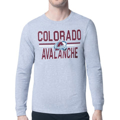 Colorado Avalanche - Starter Mesh Look Team Name Logo Long Sleeve T-Shirt Heather Gray