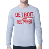 Detroit Red Wings - Starter Mesh Look Team Name Logo Long Sleeve T-Shirt Heather Gray