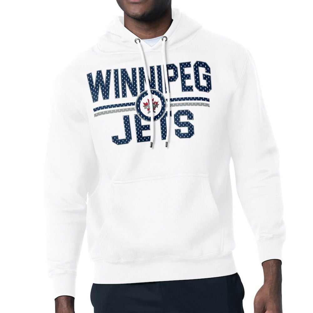Winnipeg Jets - Starter Mesh Look Team Name Logo Tri-Blend Pullover Hoodie White