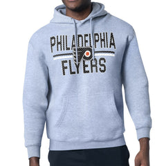 Philadelphia Flyers - Starter Mesh Look Team Name Logo Tri-Blend Pullover Hoodie Heather Gray