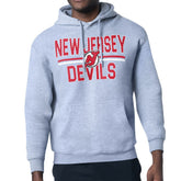 New Jersey Devils - Starter Mesh Look Team Name Logo Tri-Blend Pullover Hoodie Heather Gray