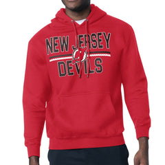 New Jersey Devils - Starter Mesh Look Team Name Logo Tri-Blend Pullover Hoodie Red