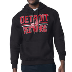 Detroit Red Wings - Starter Mesh Look Team Name Logo Tri-Blend Pullover Hoodie Black