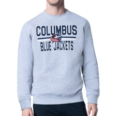 Columbus Blue Jackets - Starter Mesh Look Team Name Logo Pullover Sweatshirt Heather Gray