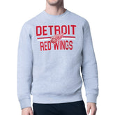 Detroit Red Wings - Starter Mesh Look Team Name Logo Pullover Sweatshirt Heather Gray