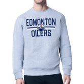 Edmonton Oilers - Starter Mesh Look Team Name Logo Pullover Sweatshirt Heather Gray