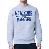 New York Rangers Starter Mesh Look Team Name Logo Pullover Sweatshirt Heather Gray