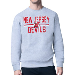 New Jersey Devils - Starter Mesh Look Team Name Logo Pullover Sweatshirt Heather Gray