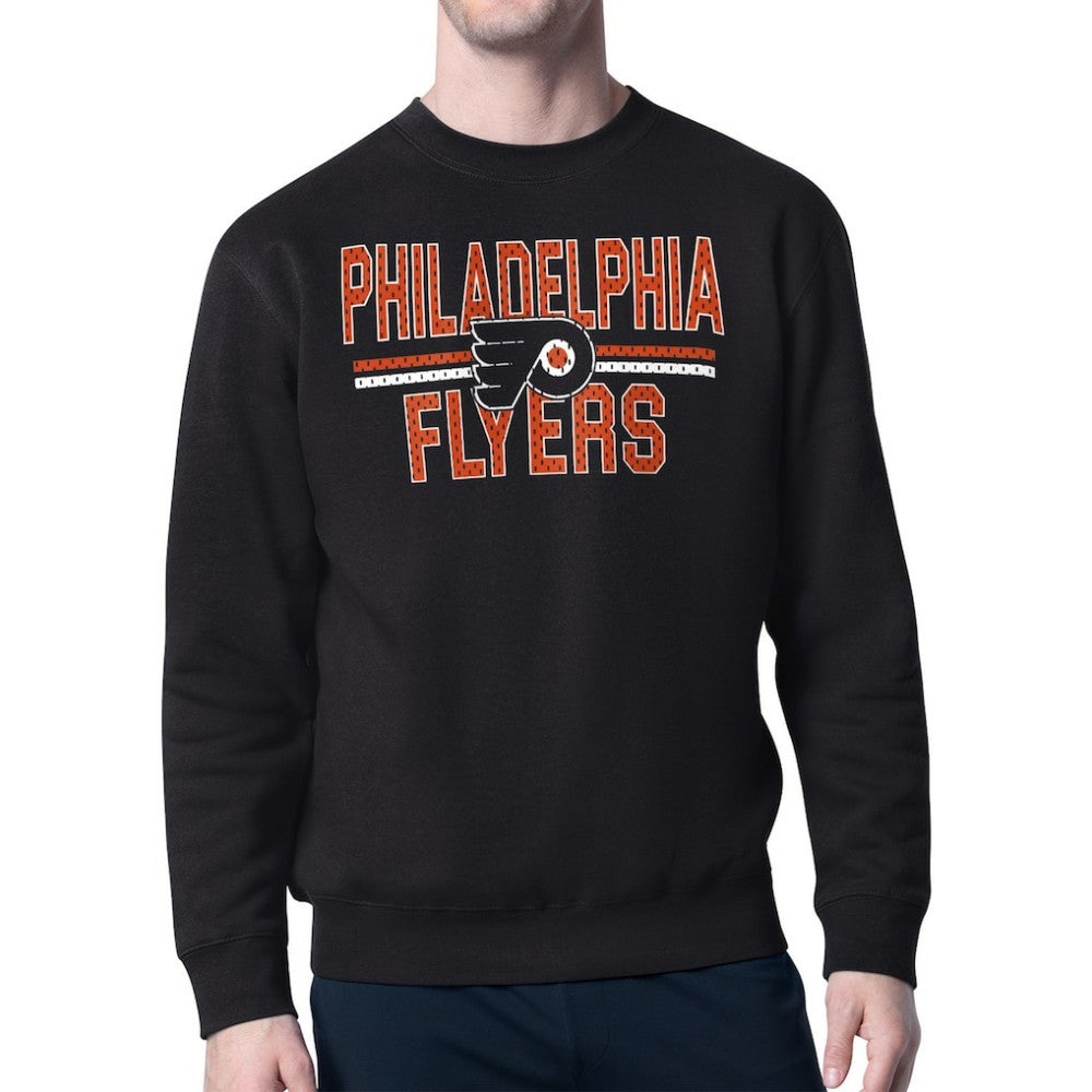 Philadelphia Flyers - Starter Mesh Look Team Name Logo Pullover Sweatshirt Black