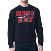Columbus Blue Jackets - Starter Mesh Look Team Name Logo Pullover Sweatshirt Navy