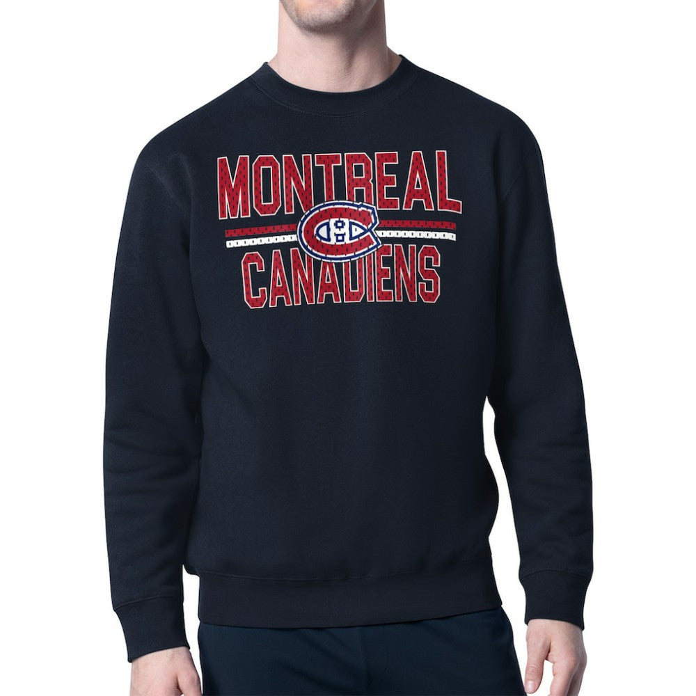 Montreal Canadiens - Starter Mesh Look Team Name Logo Pullover Sweatshirt Navy