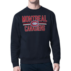 Montreal Canadiens - Starter Mesh Look Team Name Logo Pullover Sweatshirt Navy