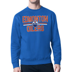 Edmonton Oilers - Starter Mesh Look Team Name Logo Pullover Sweatshirt Blue