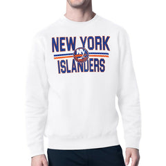 New York Islanders - Starter Mesh Look Team Name Logo Pullover Sweatshirt White
