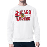 Chicago Blackhawks Starter Mesh Look Team Name Logo Pullover Sweatshirt White