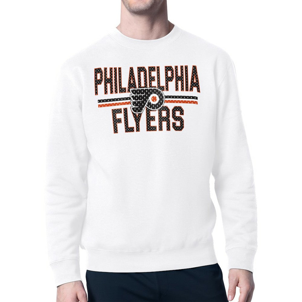 Philadelphia Flyers - Starter Mesh Look Team Name Logo Pullover Sweatshirt White