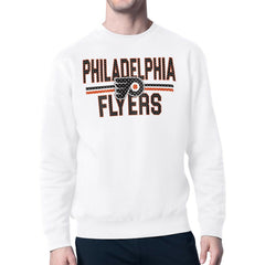 Philadelphia Flyers - Starter Mesh Look Team Name Logo Pullover Sweatshirt White