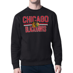 Chicago Blackhawks Starter Mesh Look Team Name Logo Pullover Sweatshirt Black