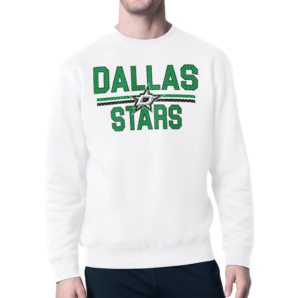 Dallas Stars - Starter Mesh Look Team Name Logo Pullover Sweatshirt White