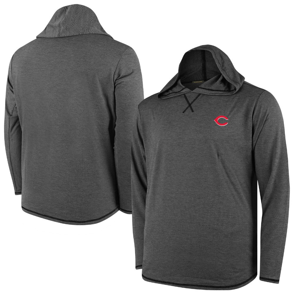 Cincinnati Reds Butter Stripe Tri-Blend Long Sleeve Hoodie T-Shirt - Black for sale