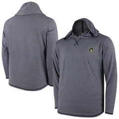Milwaukee Brewers Butter Stripe Tri-Blend Long Sleeve Hoodie T-Shirt - Navy Clearance